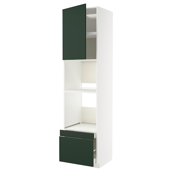 METOD / MAXIMERA - Hi cab f ov/combi ov w dr/2 drwrs, white/Havstorp deep green, 60x60x240 cm