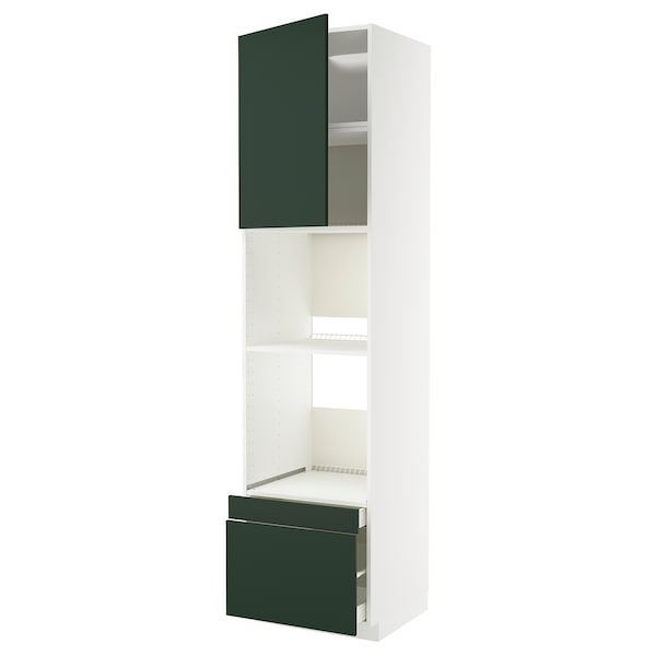 METOD / MAXIMERA - Oven/oven combi cabinet/cass/2cass, white/Havstorp deep green,60x60x240 cm