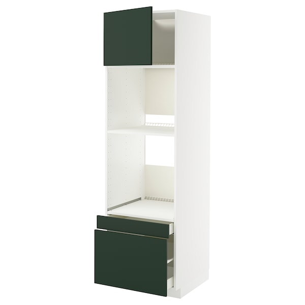 METOD / MAXIMERA - Oven/oven combi cabinet/cass/2cass, white/Havstorp deep green,60x60x200 cm