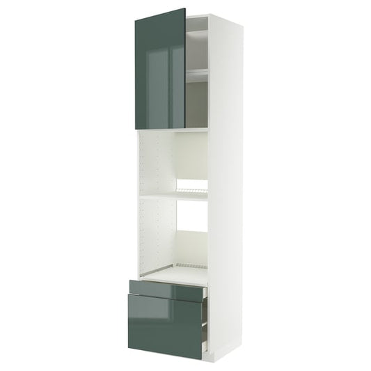 METOD / MAXIMERA - METOD / MAXIMERA Hi cab f ov/combi ov w dr/2 drwrs, white/Kallarp high-gloss dark grey-green, 60x60x240 cm