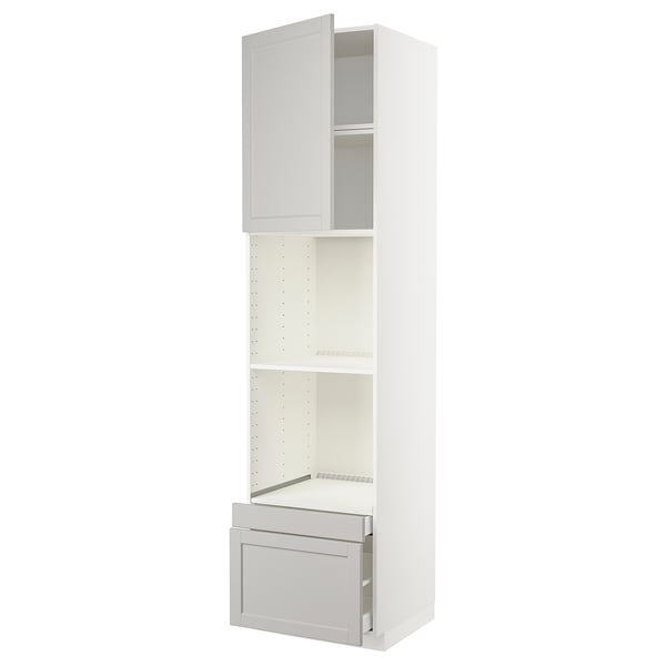 METOD / MAXIMERA - METOD / MAXIMERA Hi cab f ov/combi ov w dr/2 drwrs, white/Lerhyttan light grey, 60x60x240 cm