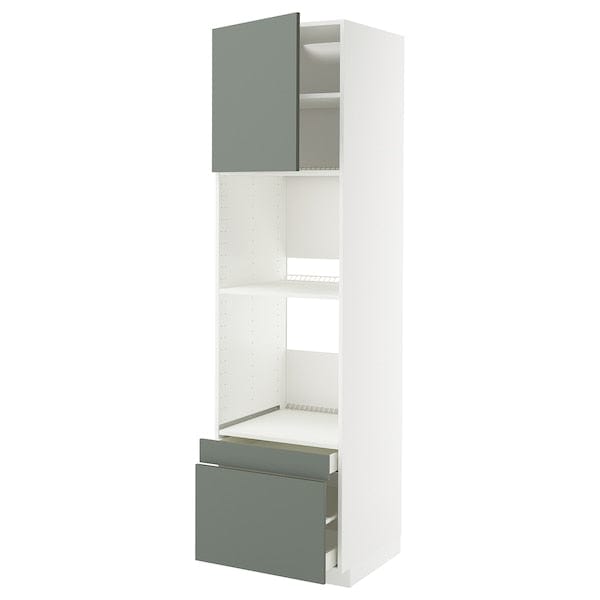 Ikea METOD / MAXIMERA - Hi cab f ov/combi ov w dr/2 drwrs, white/Nickebo matt grey-green, 60x60x220 cm