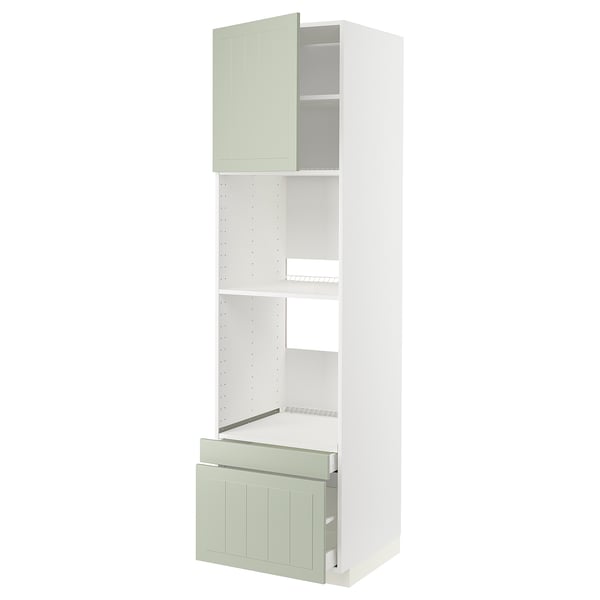 METOD / MAXIMERA - METOD / MAXIMERA Hi cab f ov/combi ov w dr/2 drwrs, white/Stensund light green, 60x60x220 cm