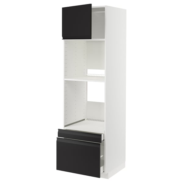 METOD / MAXIMERA - Hi cab f ov/combi ov w dr/2 drwrs, white/Upplöv matt anthracite , 60x60x200 cm