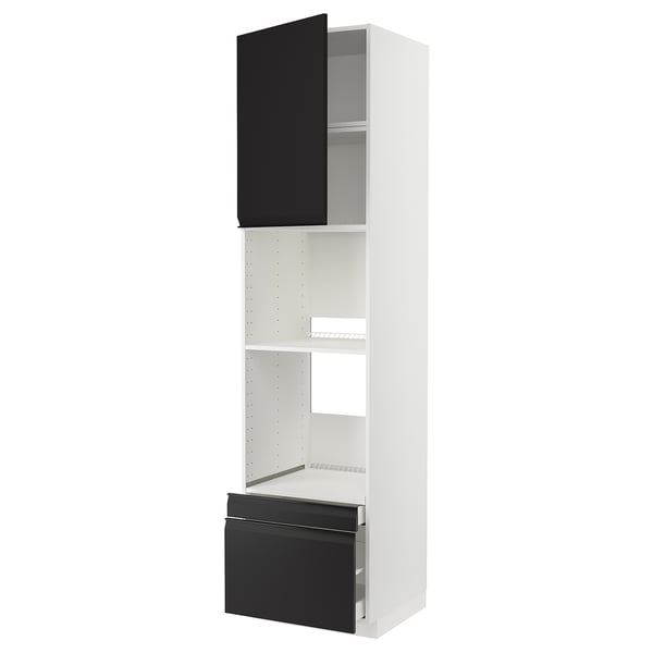 METOD / MAXIMERA - Hi cab f ov/combi ov w dr/2 drwrs, white/Upplöv matt anthracite , 60x60x240 cm