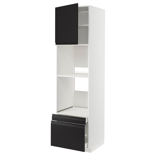 METOD / MAXIMERA - Hi cab f ov/combi ov w dr/2 drwrs, white/Upplöv matt anthracite , 60x60x220 cm