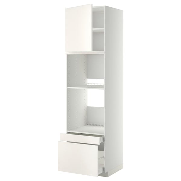 Ikea METOD / MAXIMERA - Hi cab f ov/combi ov w dr/2 drwrs, white/Veddinge white, 60x60x220 cm