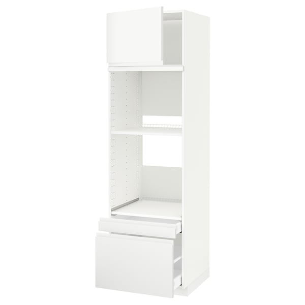 METOD / MAXIMERA - METOD / MAXIMERA Hi cab f ov/combi ov w dr/2 drwrs, white/Voxtorp matt white, 60x60x200 cm