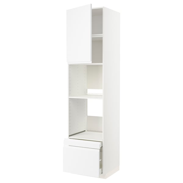 METOD / MAXIMERA hi cab f ov/combi ov w dr/2 drwrs, white/Voxtorp matt white, 60x60x240 cm