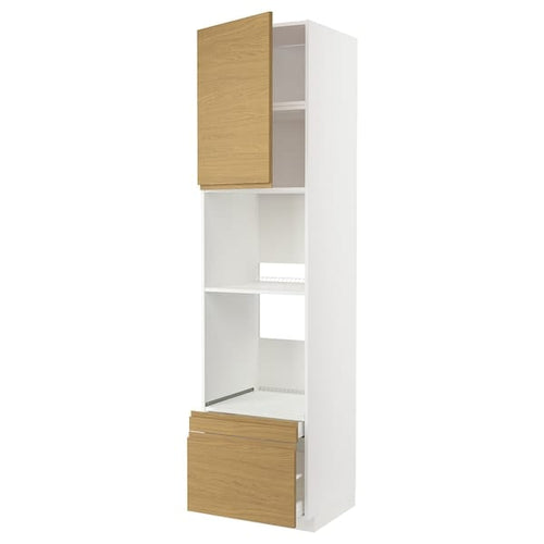 METOD / MAXIMERA hi cab f ov/combi ov w dr/2 drwrs, white/Voxtorp oak effect, 60x60x240 cm
