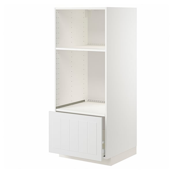 METOD / MAXIMERA high cab for oven/micro w drawer, white/Stensund white, 60x60x140 cm