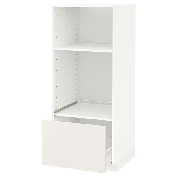 METOD / MAXIMERA high cab for oven/micro w drawer, white/Veddinge white, 60x60x140 cm