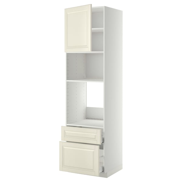 METOD / MAXIMERA - METOD / MAXIMERA High cab f oven/micro w dr/2 drwrs, white/Bodbyn off-white, 60x60x220 cm