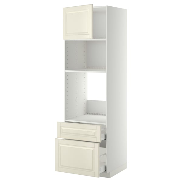 METOD / MAXIMERA - METOD / MAXIMERA High cab f oven/micro w dr/2 drwrs, white/Bodbyn off-white, 60x60x200 cm