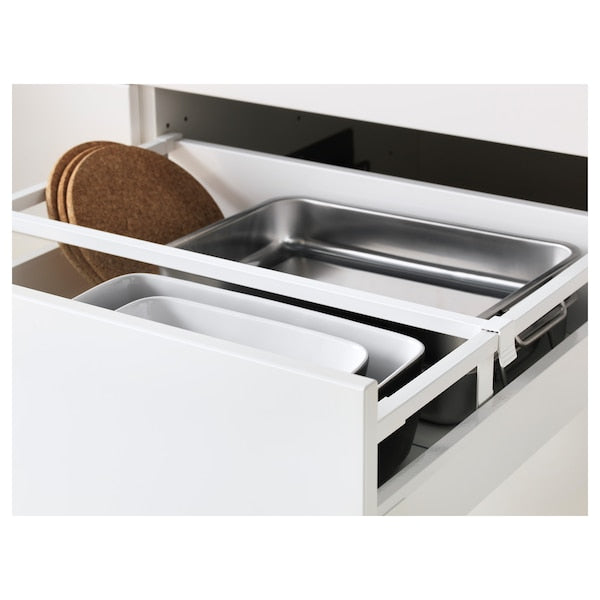 METOD / MAXIMERA - High cab f oven/micro w dr/2 drwrs, white/Bodbyn grey , 60x60x200 cm