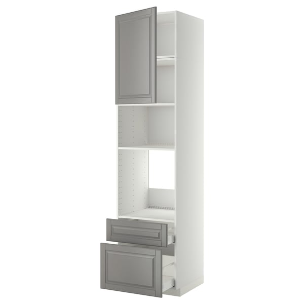 METOD / MAXIMERA - METOD / MAXIMERA High cab f oven/micro w dr/2 drwrs, white/Bodbyn grey, 60x60x240 cm