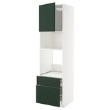 METOD / MAXIMERA high cabinet f built-in appliances, white/Havstorp deep green, 60x60x220 cm
