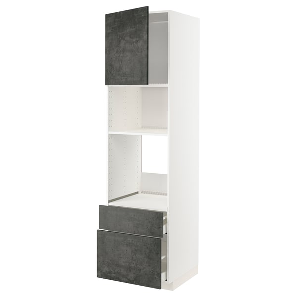 METOD / MAXIMERA - Oven/microwave/anta/2cassette cabinet , 60x60x220 cm