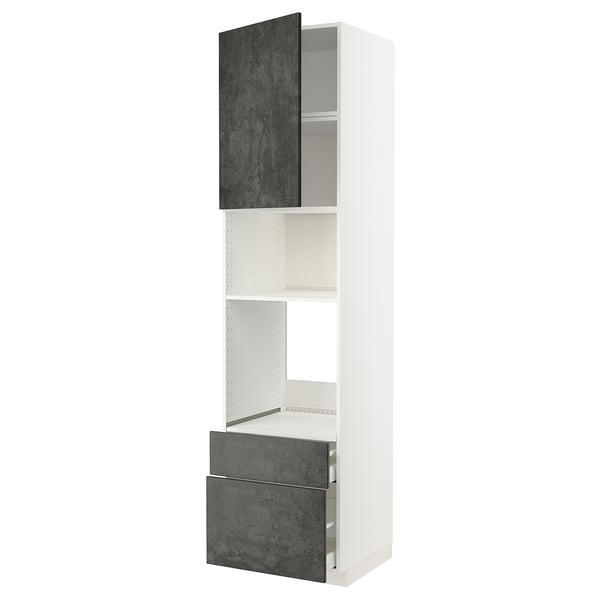 METOD / MAXIMERA - Oven/microwave/anta/2cassette cabinet , 60x60x240 cm