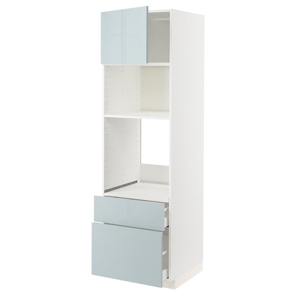METOD / MAXIMERA - METOD / MAXIMERA High cab f oven/micro w dr/2 drwrs, white/Kallarp light grey-blue, 60x60x200 cm