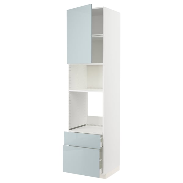 METOD / MAXIMERA - METOD / MAXIMERA High cab f oven/micro w dr/2 drwrs, white/Kallarp light grey-blue, 60x60x240 cm