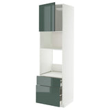METOD / MAXIMERA high cabinet f built-in appliances, white/Kallarp high-gloss dark grey-green, 60x60x220 cm