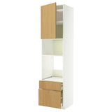 METOD / MAXIMERA high cabinet f built-in appliances, white/Sinarp oak veneer, 60x60x240 cm