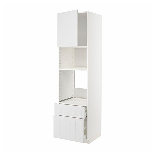 METOD / MAXIMERA high cab f oven/micro w dr/2 drwrs, white/Stensund white, 60x60x220 cm