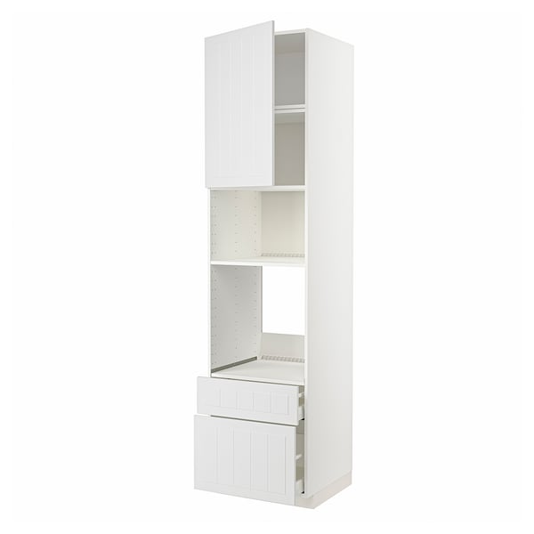 METOD / MAXIMERA - METOD / MAXIMERA High cab f oven/micro w dr/2 drwrs, white/Stensund white, 60x60x240 cm