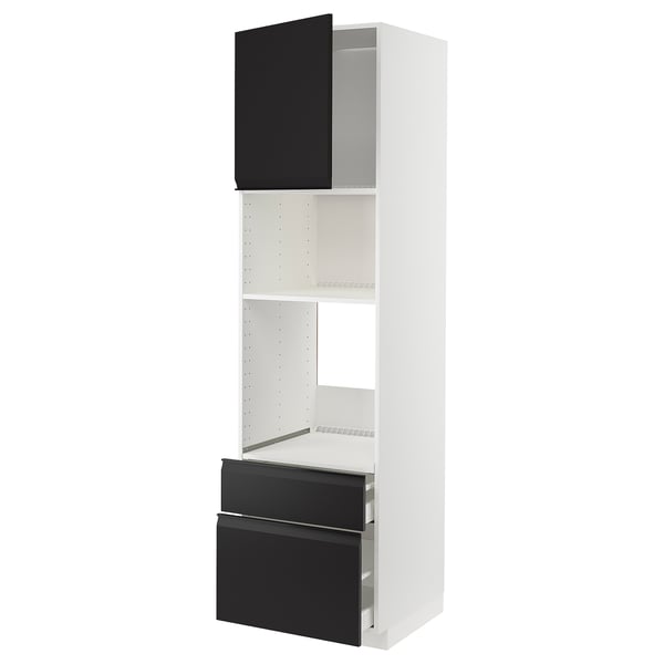 METOD / MAXIMERA - METOD / MAXIMERA High cab f oven/micro w dr/2 drwrs, white/Upplöv matt anthracite, 60x60x220 cm