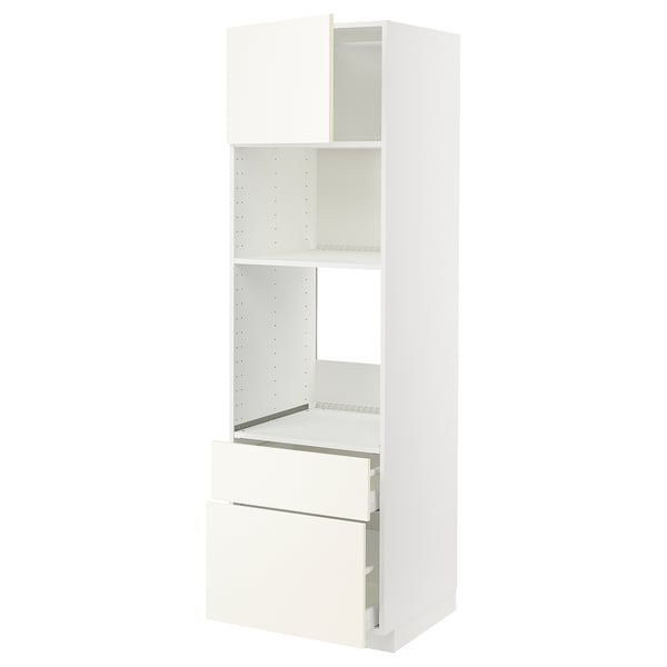 METOD / MAXIMERA high cabinet f built-in appliances, white/Vallstena white, 60x60x200 cm