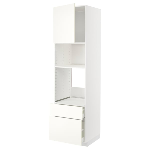 METOD / MAXIMERA high cabinet f built-in appliances, white/Vallstena white, 60x60x220 cm