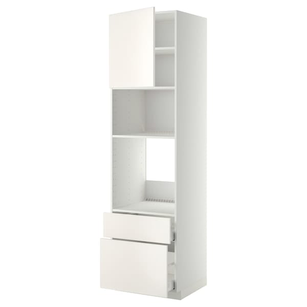 Ikea METOD / MAXIMERA - High cab f oven/micro w dr/2 drwrs, white/Veddinge white, 60x60x220 cm