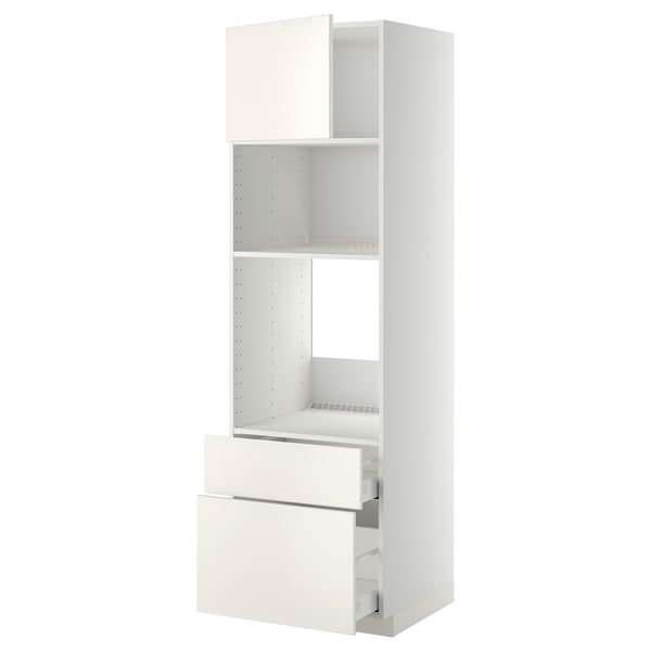 METOD / MAXIMERA - METOD / MAXIMERA High cab f oven/micro w dr/2 drwrs, white/Veddinge white, 60x60x200 cm