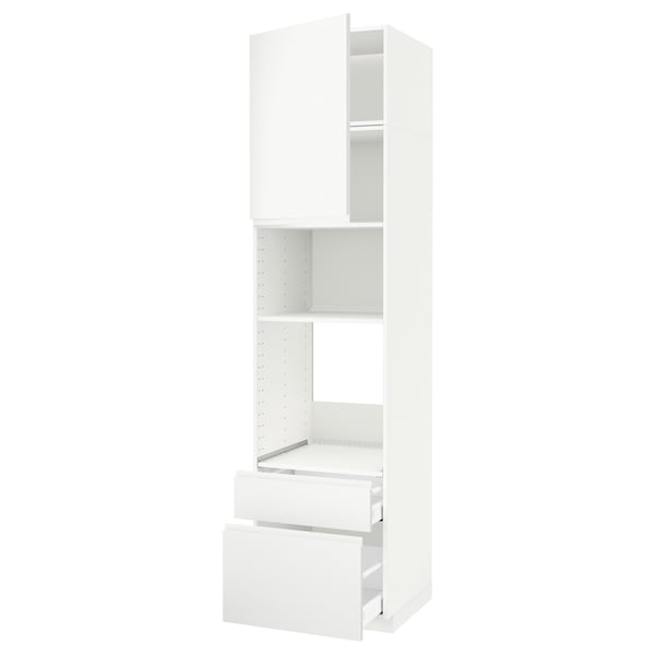 METOD / MAXIMERA - METOD / MAXIMERA High cab f oven/micro w dr/2 drwrs, white/Voxtorp matt white, 60x60x240 cm