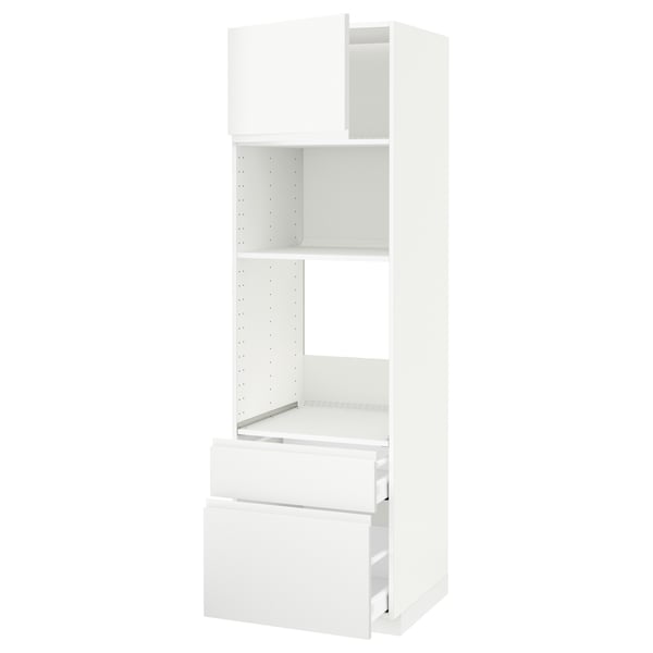 METOD / MAXIMERA high cabinet f built-in appliances, white/Voxtorp matt white, 60x60x200 cm