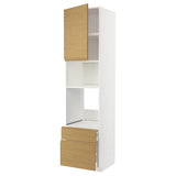 METOD / MAXIMERA high cabinet f built-in appliances, white/Voxtorp oak effect, 60x60x240 cm