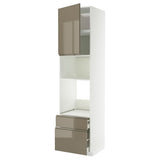 METOD / MAXIMERA high cabinet f built-in appliances, white/Voxtorp high-gloss dark grey-brown, 60x60x240 cm