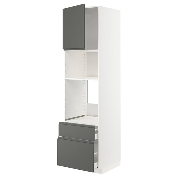 METOD / MAXIMERA high cabinet f built-in appliances, white/Voxtorp dark grey, 60x60x220 cm