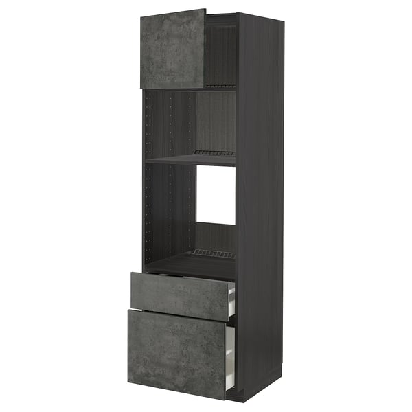 METOD / MAXIMERA - Oven/microwave/anta/2cassette cabinet , 60x60x200 cm