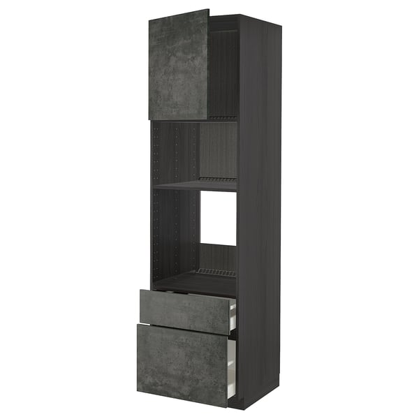 METOD / MAXIMERA - Oven/microwave/anta/2cassette cabinet , 60x60x220 cm