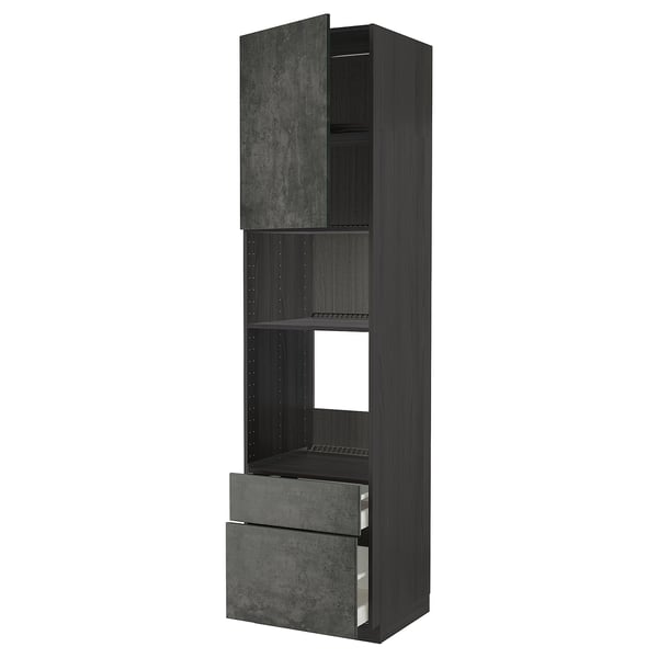 METOD / MAXIMERA - Oven/microwave/anta/2cassette cabinet , 60x60x240 cm