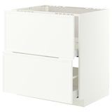METOD / MAXIMERA base cab f sink+2 fronts/2 drawers, white/Aspudden matt white, 80x60 cm
