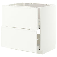 METOD / MAXIMERA base cab f sink+2 fronts/2 drawers, white/Aspudden matt white, 80x60 cm