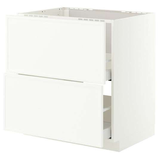 METOD / MAXIMERA base cab f sink+2 fronts/2 drawers, white/Aspudden matt white, 80x60 cm