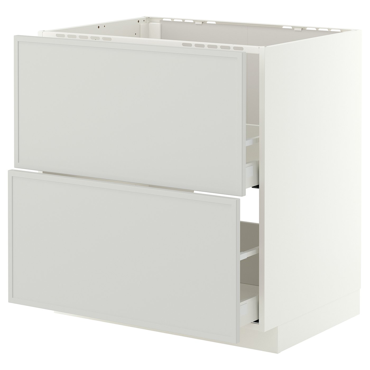 METOD / MAXIMERA base cab f sink+2 fronts/2 drawers, white/Aspudden light grey, 80x60 cm