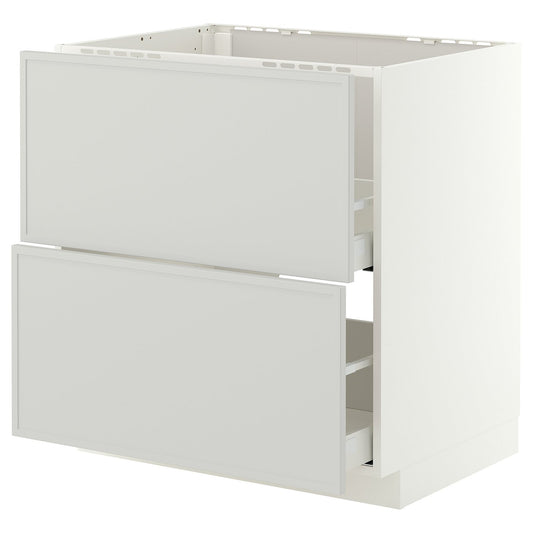METOD / MAXIMERA base cab f sink+2 fronts/2 drawers, white/Aspudden light grey, 80x60 cm