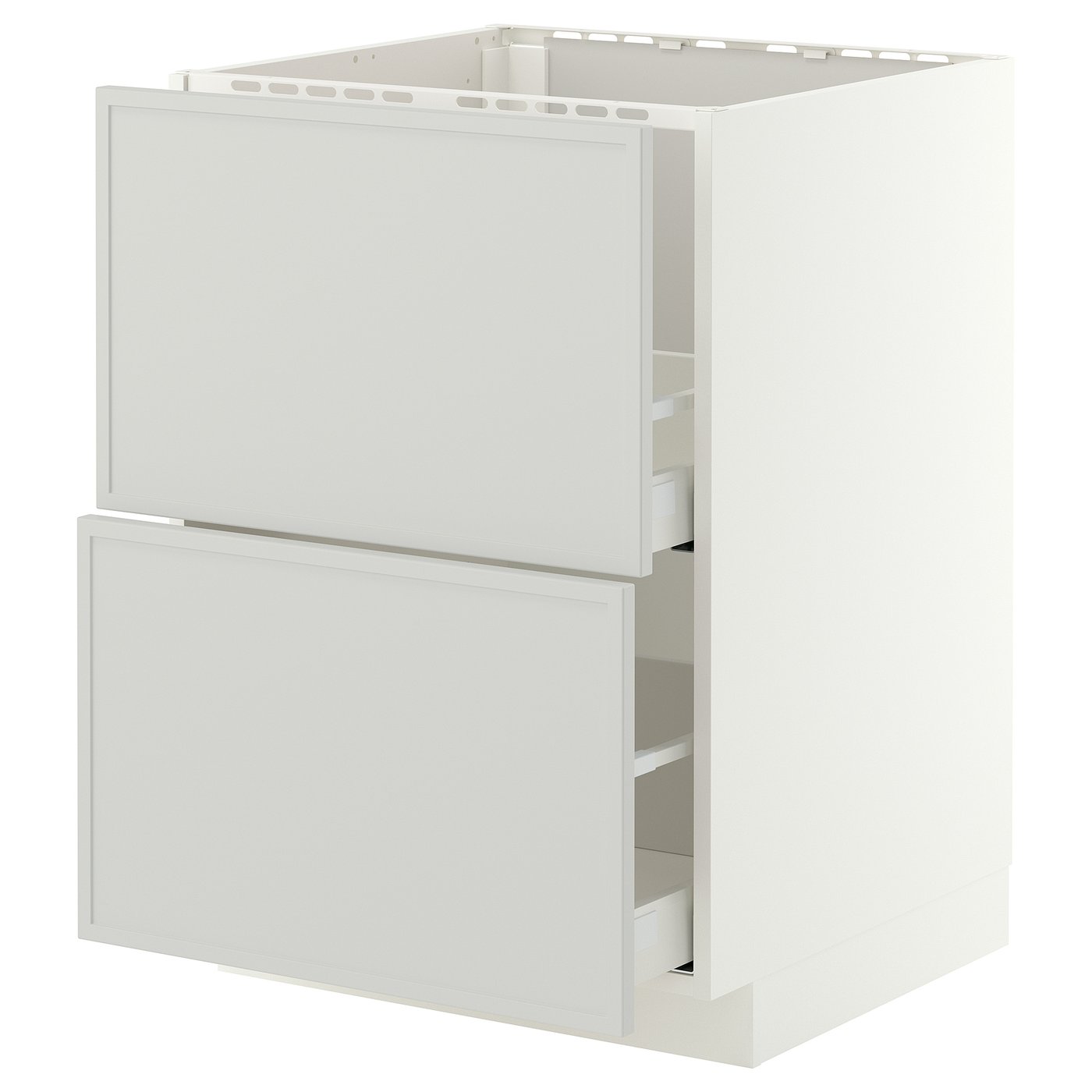 METOD / MAXIMERA base cab f sink+2 fronts/2 drawers, white/Aspudden light grey, 60x60 cm