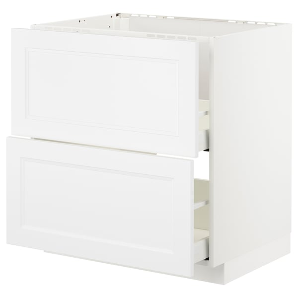 METOD / MAXIMERA base cab f sink+2 fronts/2 drawers, white/Axstad matt white, 80x60 cm