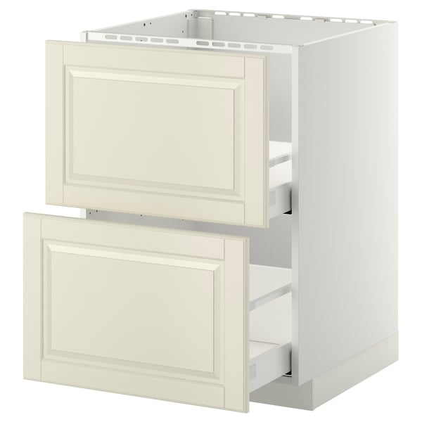 METOD / MAXIMERA base cab f sink+2 fronts/2 drawers, white/Bodbyn off-white, 60x60 cm